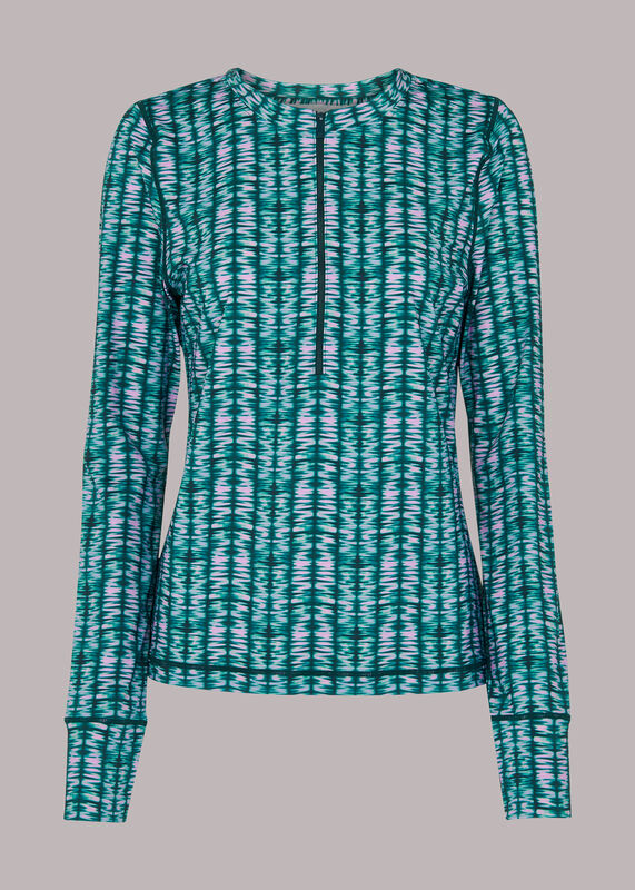 Abstract Wave Zip Sports Top